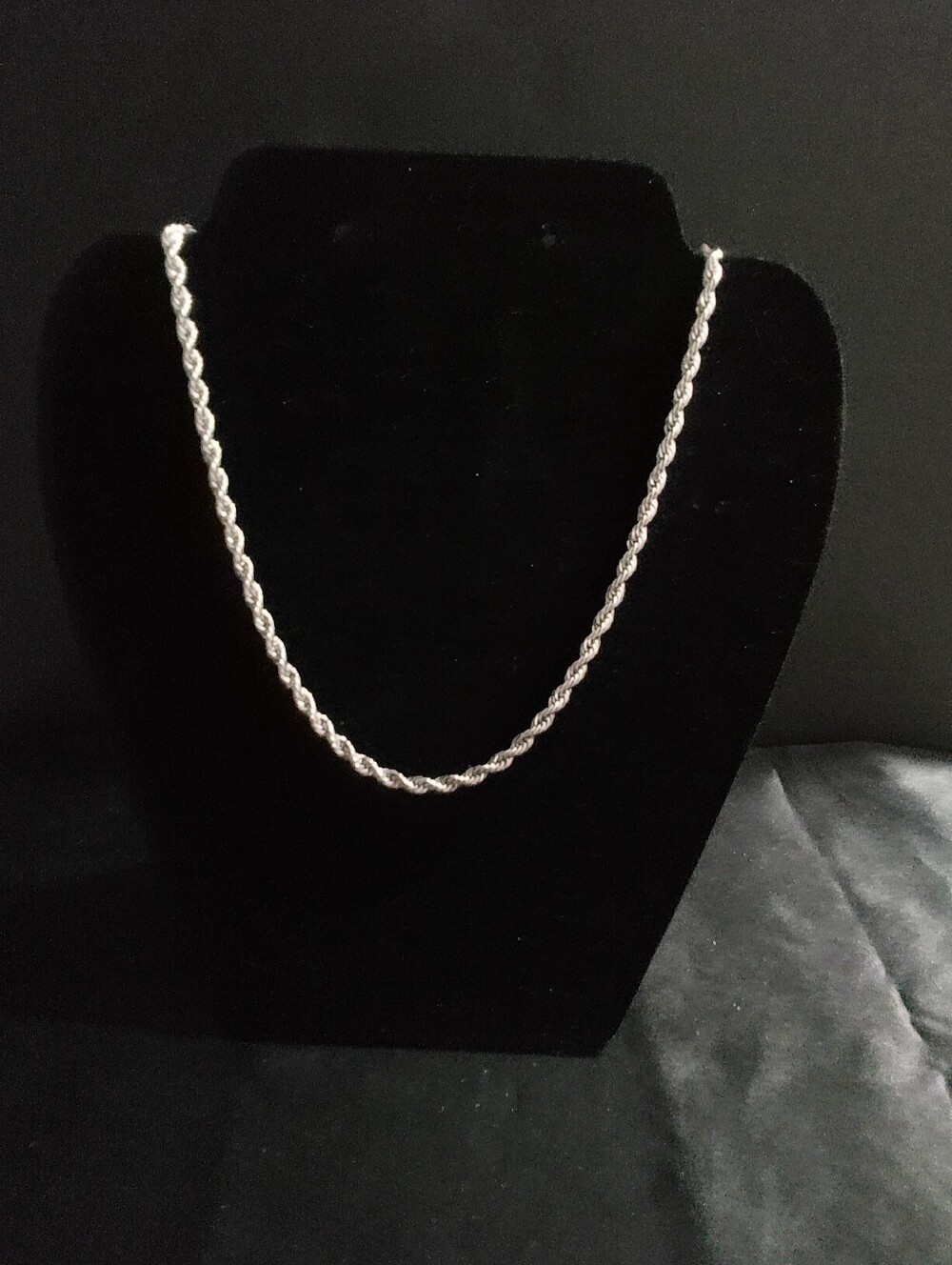 White Gold-Filled Rope Chain Necklace 18.5 Inch